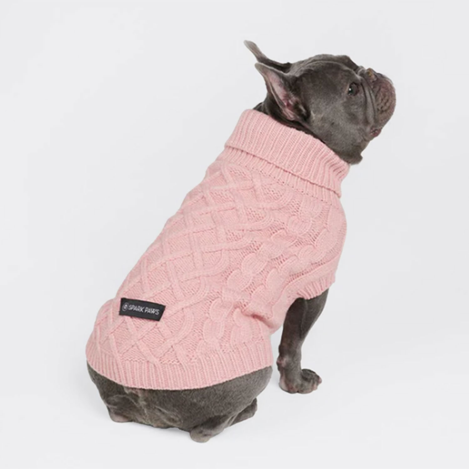 Cable Knit Dog Sweater - Pink - Image 3