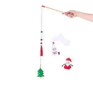 ZippyClaws Holiday ZippyStick Santa with Cookies & Milk Christmas Cat Toy