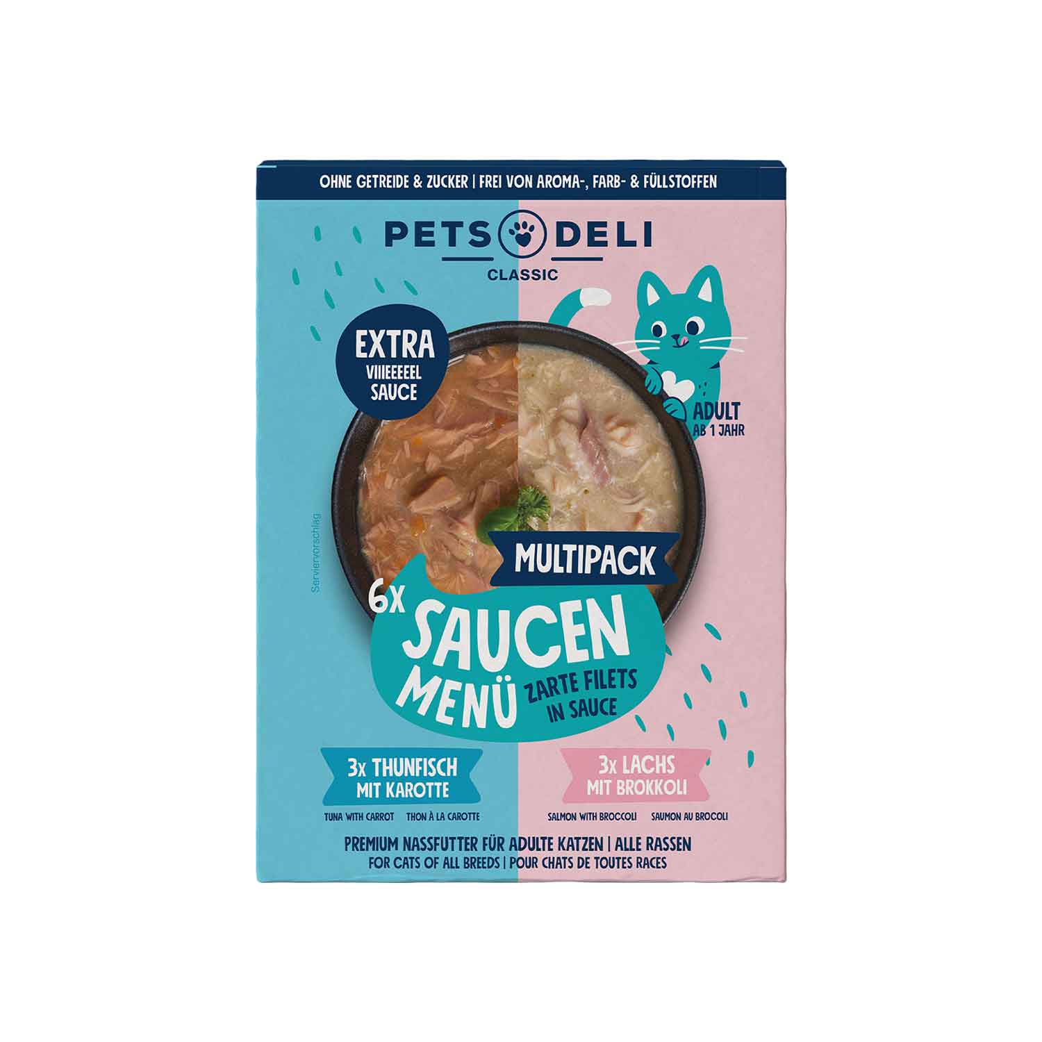 Pets Deli Saucen Menu Multipack Tuna and Salmon Fillet Cat Wet Food