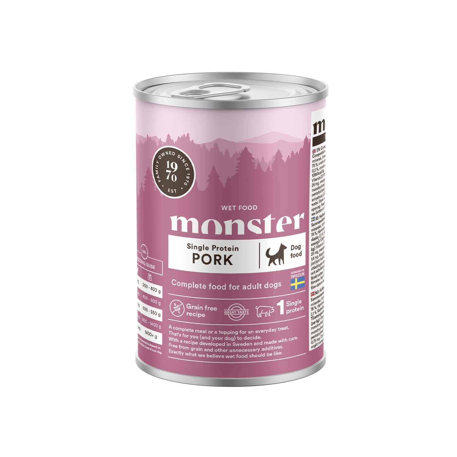 Monster Single Protein Pork Dog Wet Food 400g