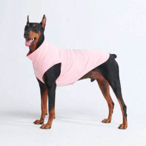 Dog wearing Spark Paws Sunblock Dog T-Shirt Pink