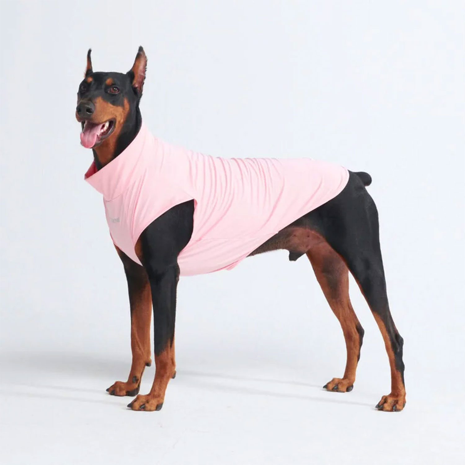 Dog wearing Spark Paws Sunblock Dog T-Shirt Pink