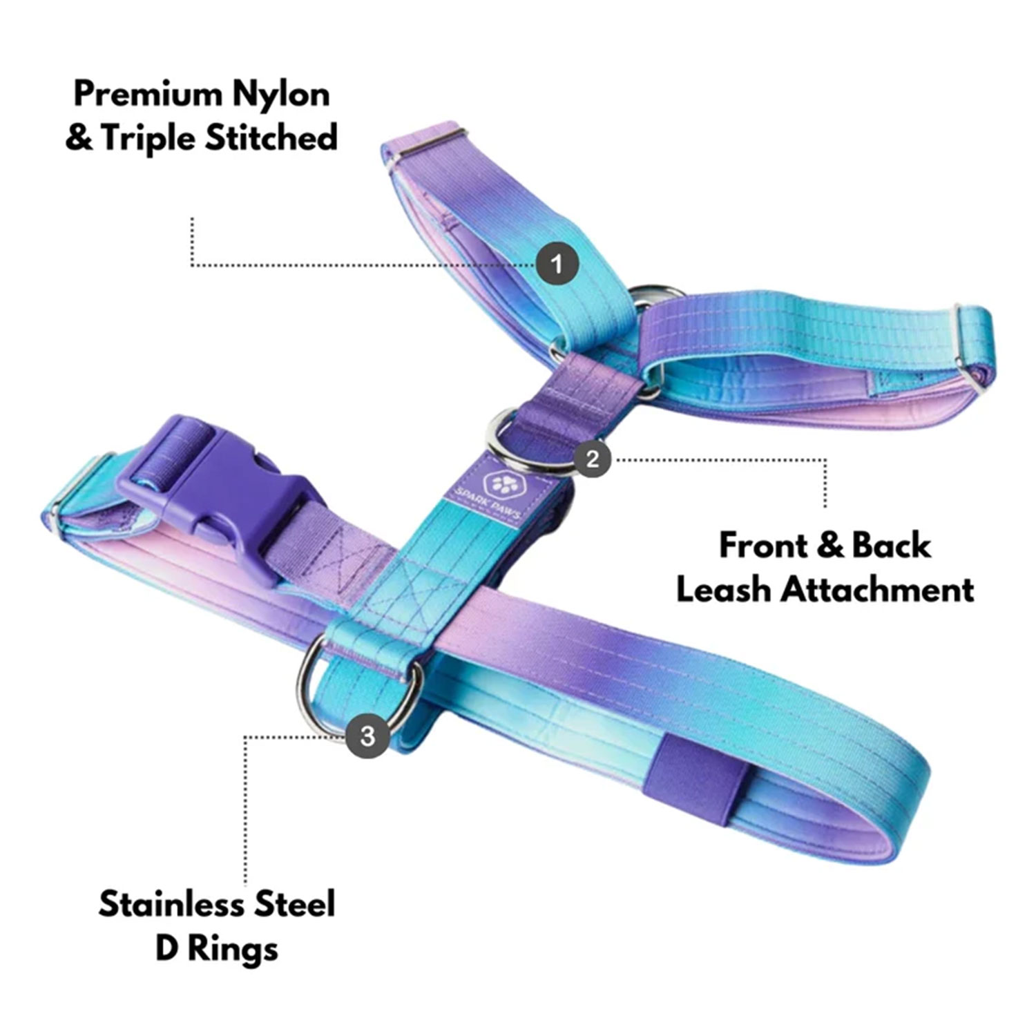 Spark Paws Comfort Control No-Pull Dog Harness 90s Retro