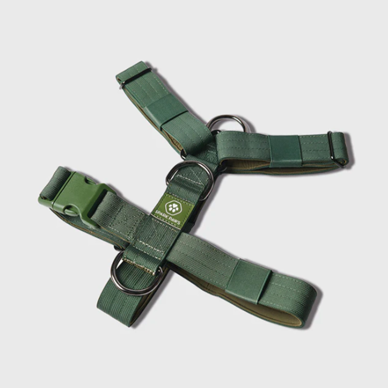 Spark Paws Comfort Control No-Pull Dog Harness Army Green