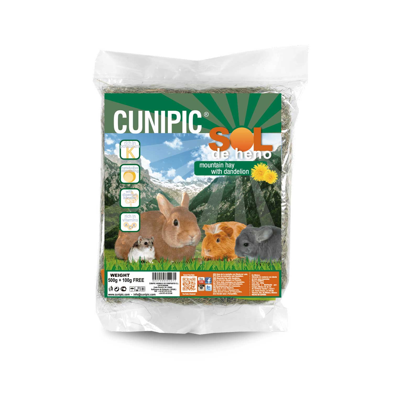 Cunipic Sol de heno Mountain Hay with Dandelion for small animals