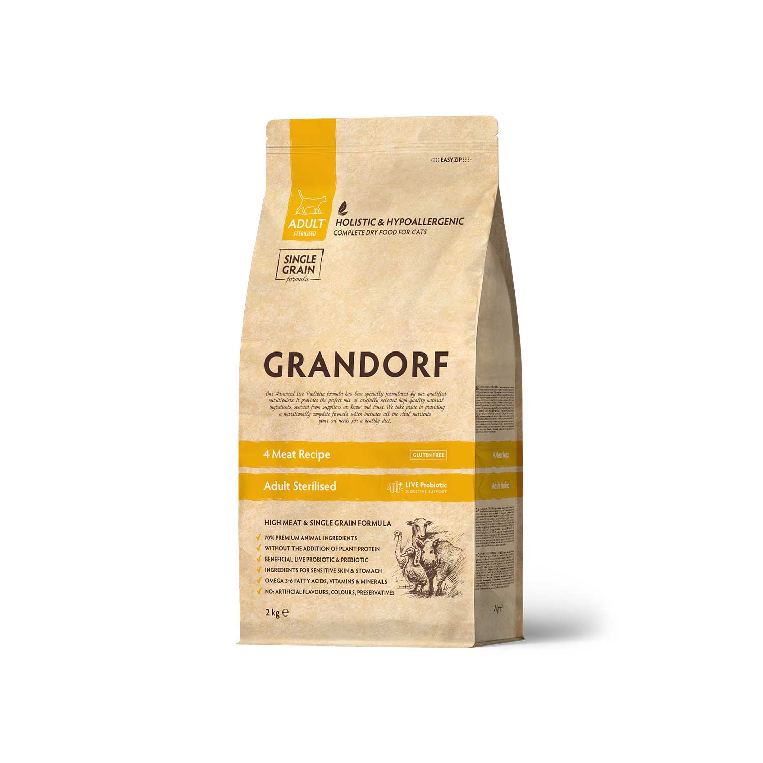 Grandorf 4 Meat Adult Sterilized Cat Dry Food