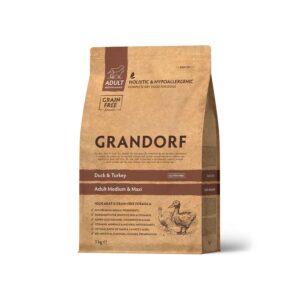 Grandorf Duck & Turkey Adult Medium & Maxi Breeds Dog Dry Food Hypoallergenic Dog Food Kibble