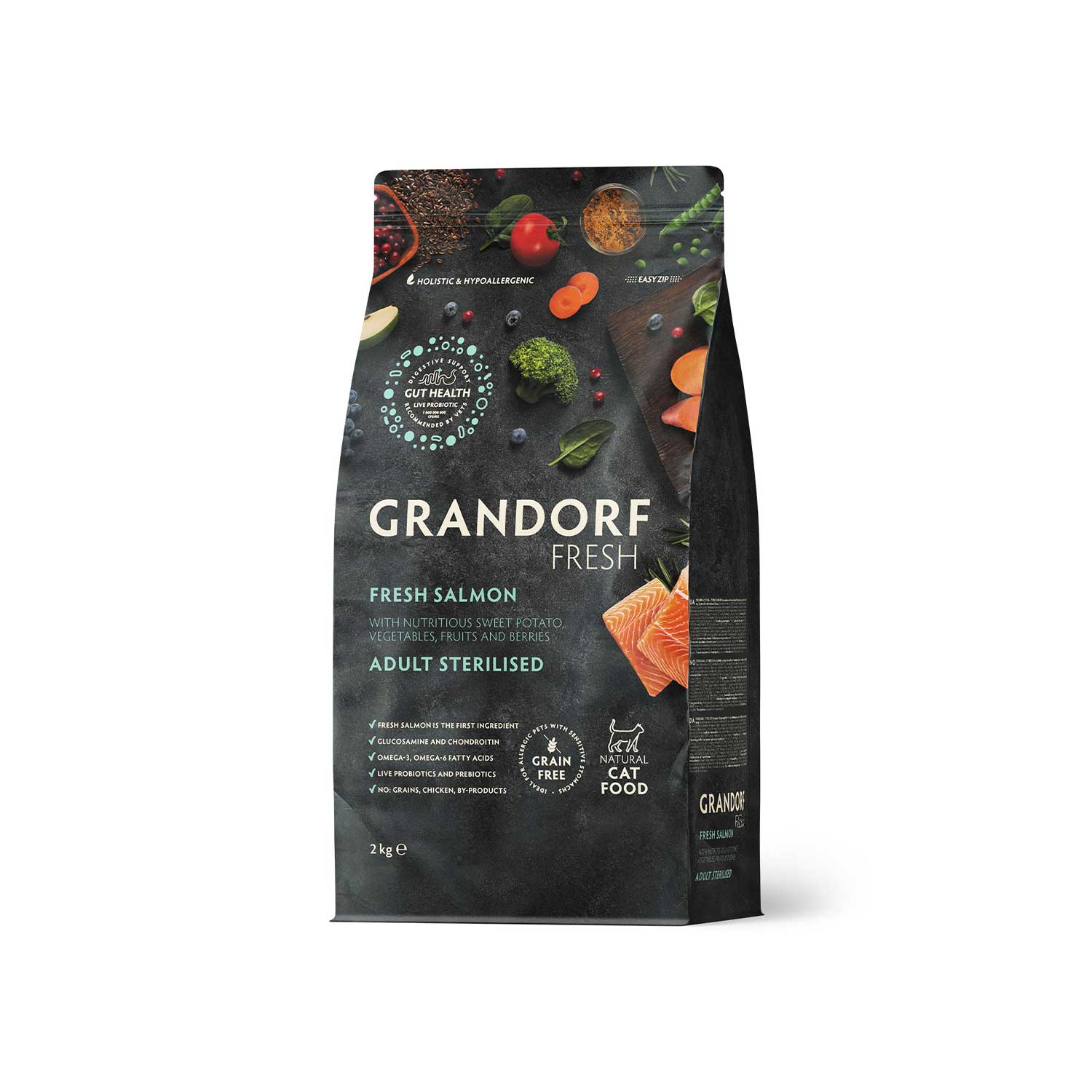 Grandorf Grain Free Fresh Salmon Fillet with Sweet Potato Sterilized Cat Dry Food