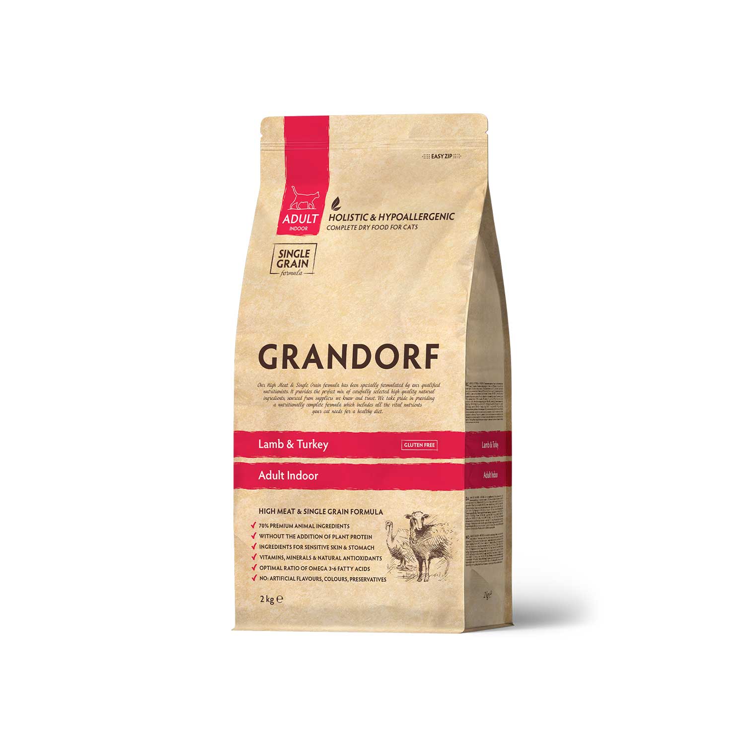 Grandorf Lamb & Turkey Adult Indoor Cat Dry Food Hypoallergenic cat food