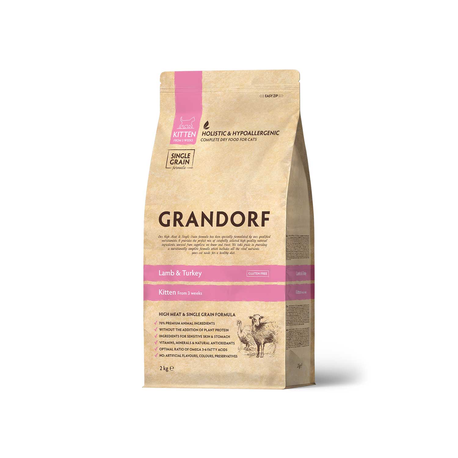 Grandorf Lamb & Turkey Kitten Dry Food Hypoallergenic cat food
