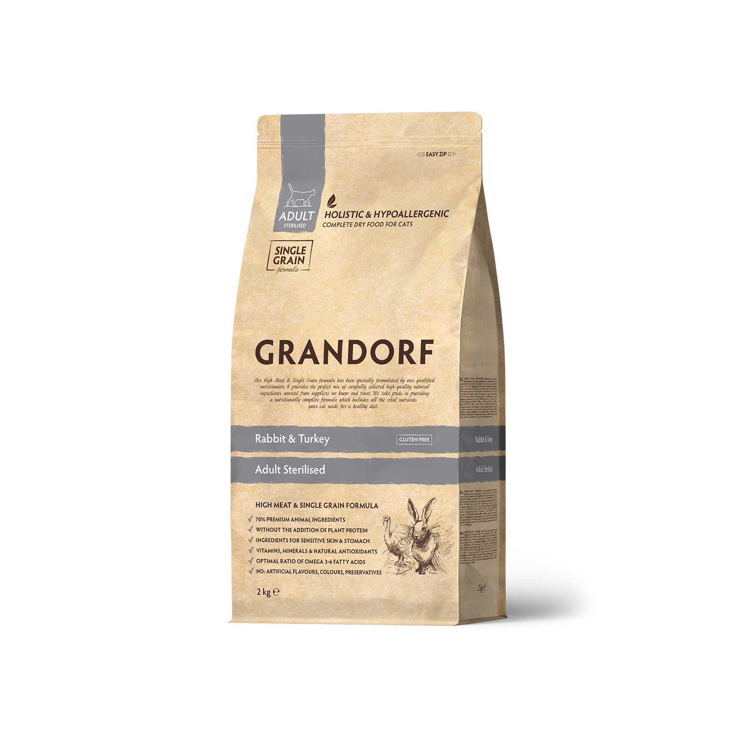 Grandorf Rabbit & Turkey Sterilized & Senior Cat Dry Food