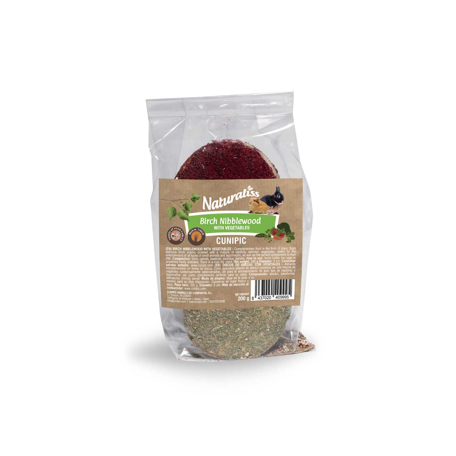 Cunipic Naturaliss Birch Nibblewood with Vegetables for Small Animals Packaging