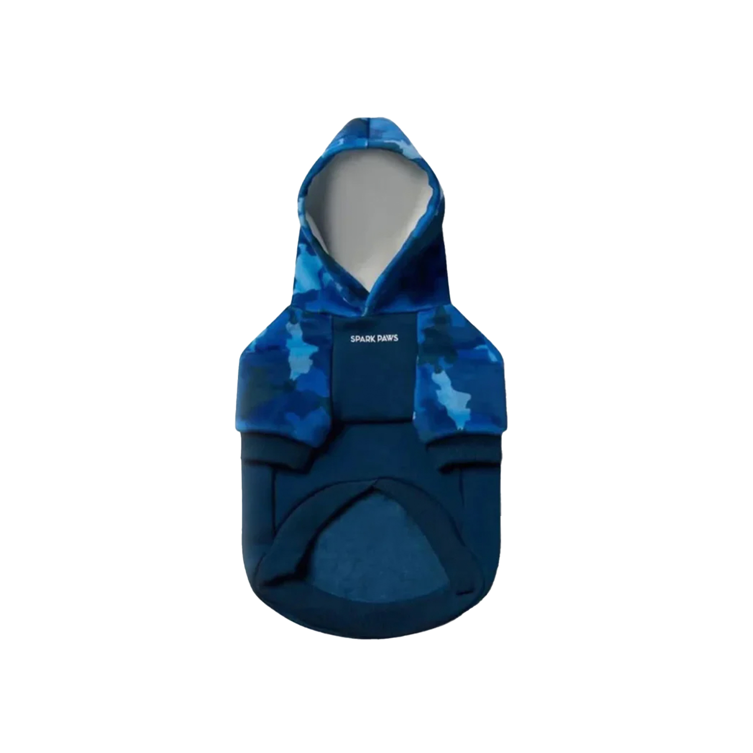 Spark Paws Forest Blue Camo Dog Hoodie front