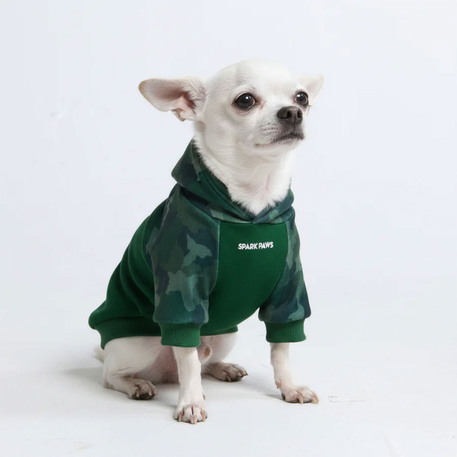 Spark Paws Forest Green Camo Dog Hoodie
