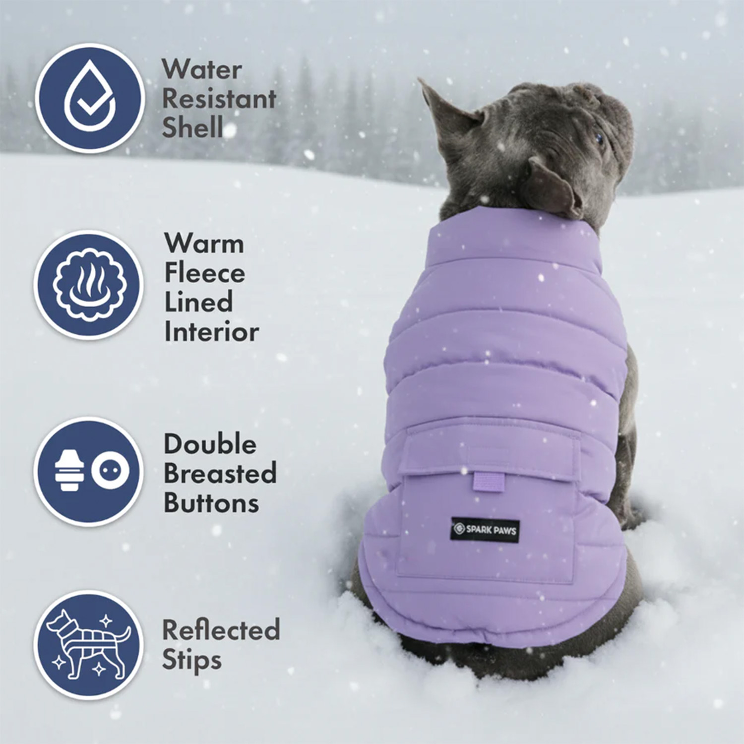 Spark Paws WarmShield Water-Resistant Jacket - Lilac Details