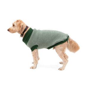 Great&Small Penrose Knitted Green Checkered Dog Jumper