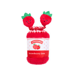 ZippyPaws Bungee Burrow Strawberry Jam Jar Interactive Dog Toy