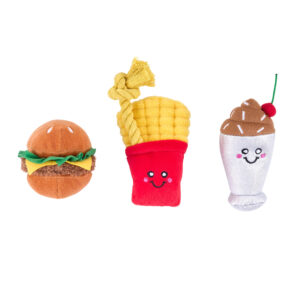 ZippyPaws Miniz 3-Pack Fast Foods Dog Toys