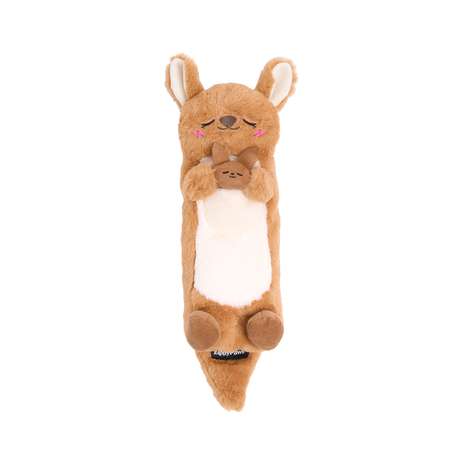 ZippyPaws Snooziez with Shhhqueaker Kangaroo Dog Toy