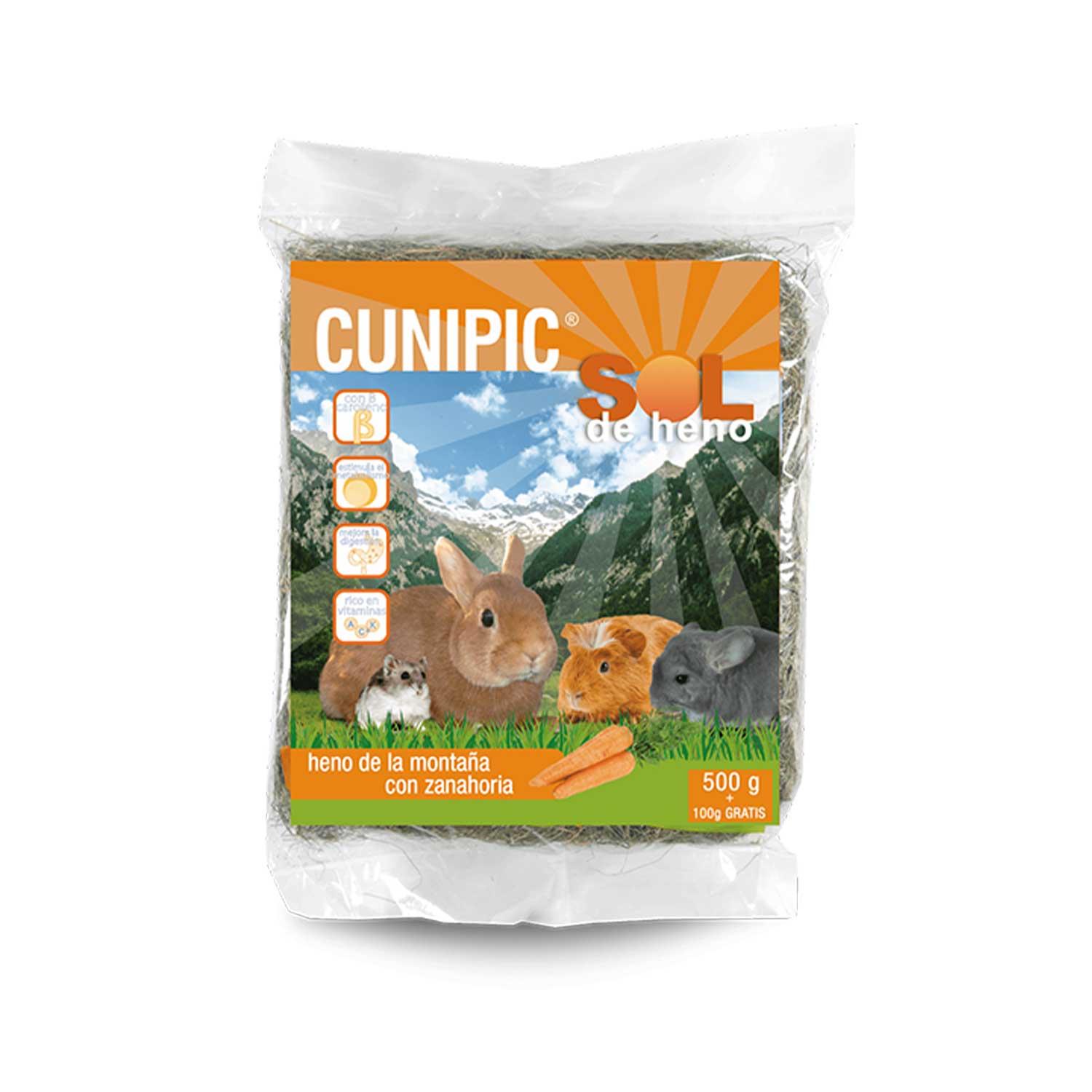 Cunipic Sol de heno Mountain Hay with Carrot for small animals